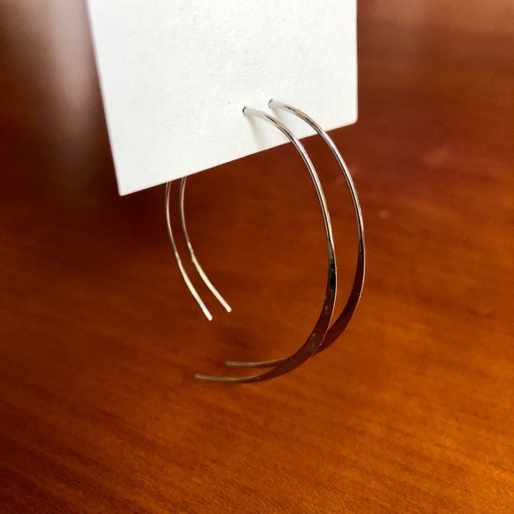 Silver Open Hoop Earrings - Picture 1 of 5